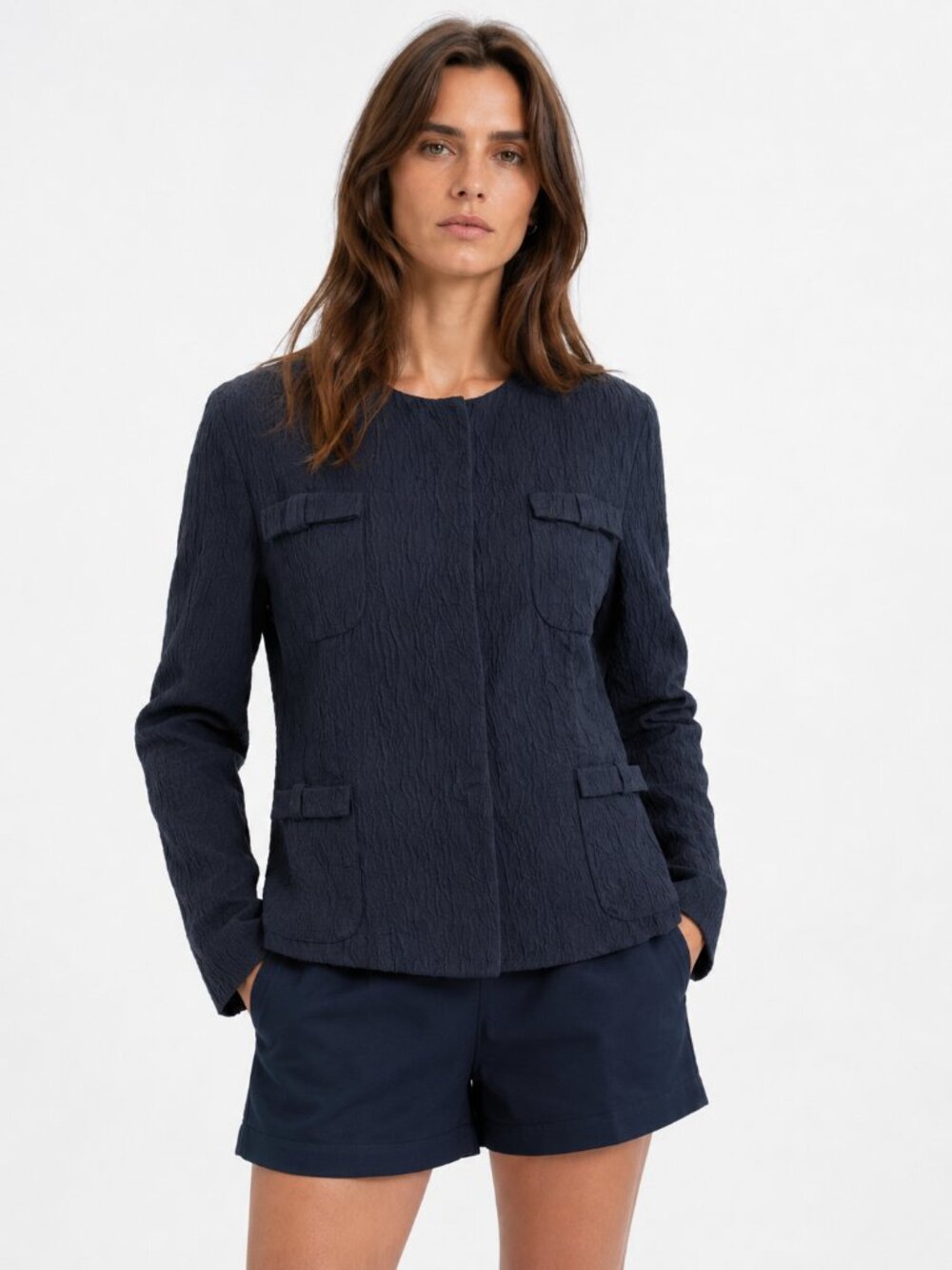 MARNI GIMAN SUMMER 2013 SILK BLEND CHARCOAL DARK GREY TEXTURED COLLARLESS BLAZER